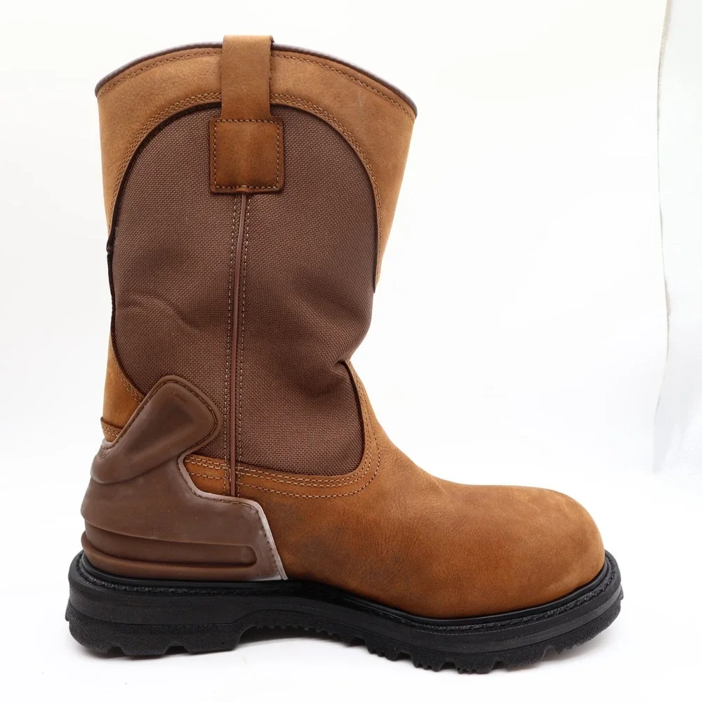 Carhartt Work Boots Mens 10.5 M Brown Leather Waterproof Wellington CMP1100 NIB